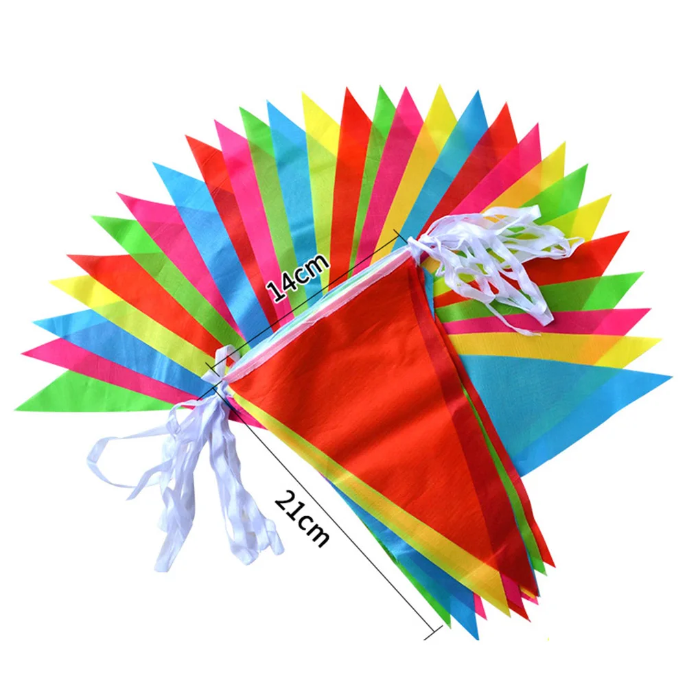 

Bunting Triangle Flags 100 Flags 50 Meters Banner Pennant Easily Cleaned Large 14*21CM Outdoor Decor Plastic Material