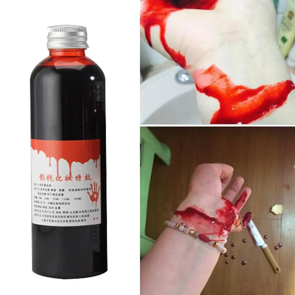 

Hot Sale 30/60ml Fake Smear Blood Liquid Bottle Stage Prank Theatrical Vampires Funny Horror Festival Party DIY Cosplay Props