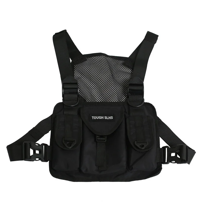 

Summer Lady Tactical Chest Bag New Fashion Waist Packs Functional Bullet Hip Hop Vest Streetwear Bags Unisex Black Chest Rig Bag