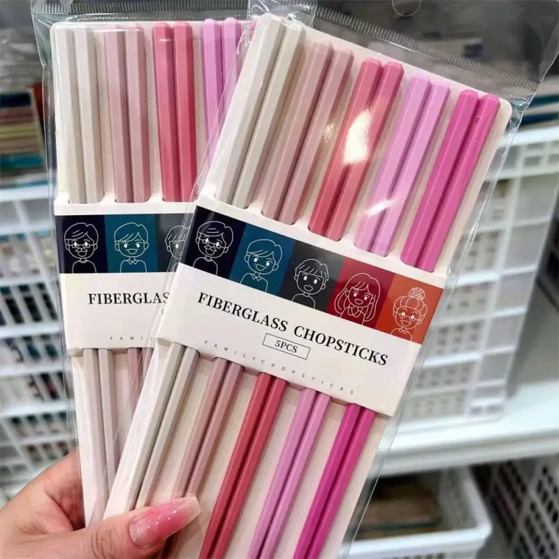 Hexagonal Chopsticks 3/5 Pairs Makaron Hexagonal Small Fresh Heat-resistant And High-beauty Food Grade Kitchen Tableware Alloy