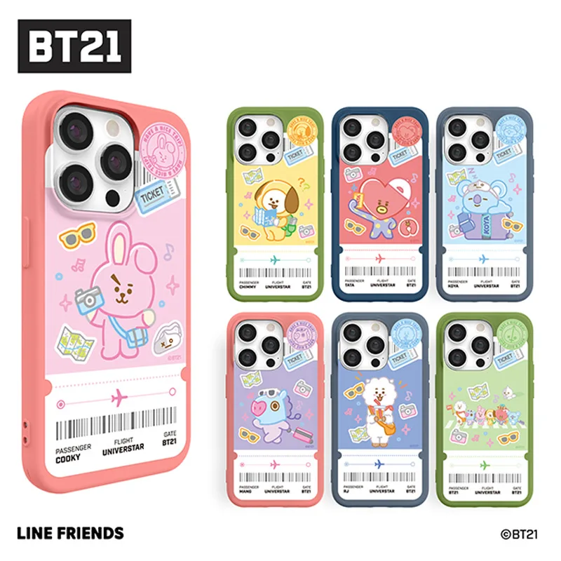 

Kawaii Bt21 Phone Case Anime Rj Cooky Chimmy for Iphone 14 13 12 Pro Max Tpu Shockproof Anti-Fall Protection Back Cover Gifts