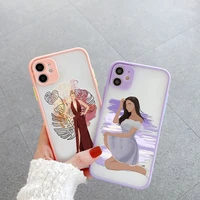 female abstract line floral design fashion iphone 13 12 xs 11 pro max mini case for iphone 7 8 6 6s plus se2020 x xr matte case