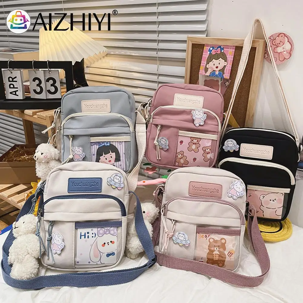 Японская сумка на плечо в стиле Харадзюку нейлоновая прозрачная Студенческая