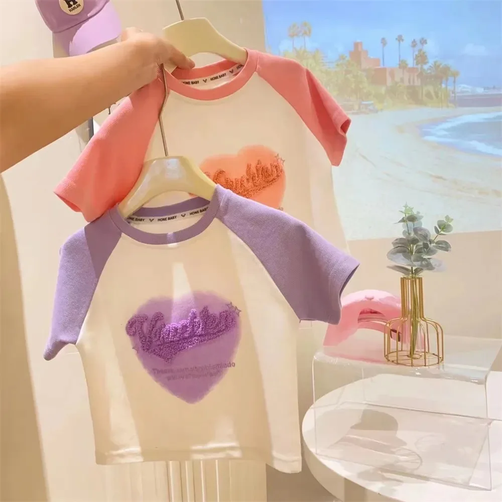 

kids t shirts 2023 new summer girls cute 3D letter print short sleeve tees tops t shirts