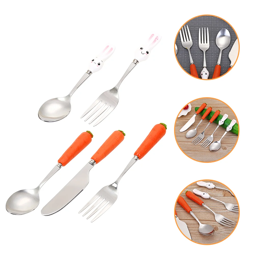 

1 Set Stainless Steel Toddler Dinnerware Set Baby Fork Cutter Spoon Flatware Set