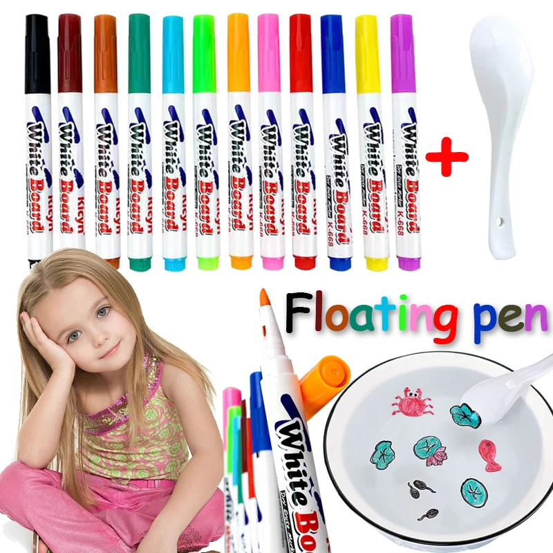 

Magical Water Floating Student Painting Brush Whiteboard Markers Pen Suspension Kids Educational Toys Painting Pen 8/12 Colors