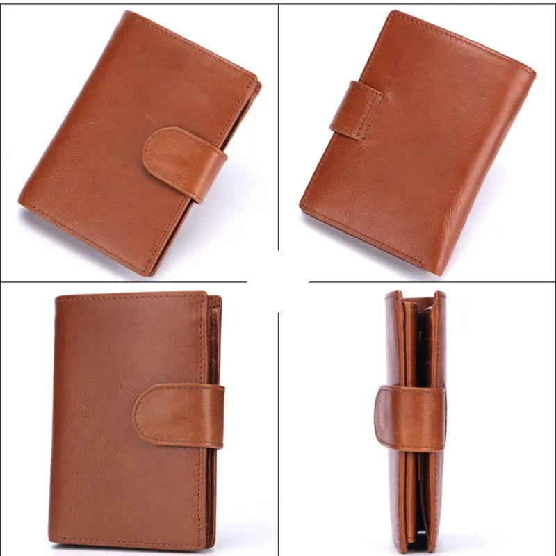 Genuine Leather Men Short Wallet Multi Function Male Credit Card Holder Business Coin Purse Vintage Money Wallets For Man