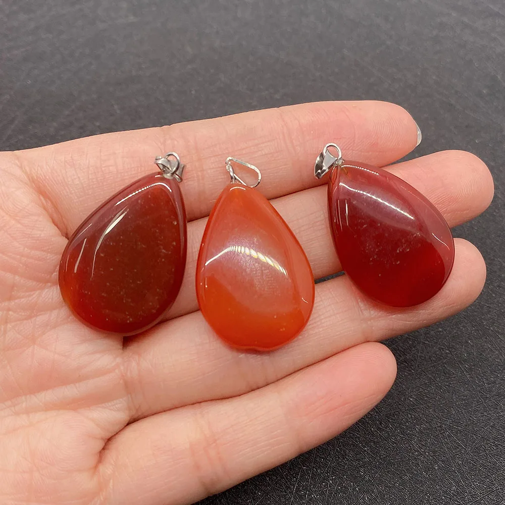 

Natural Stone Fashion Ladies Water Drop Shape Exquisite Red Onyx 20x30mm Pendant Classic Necklace Bracelet Earrings Accessories