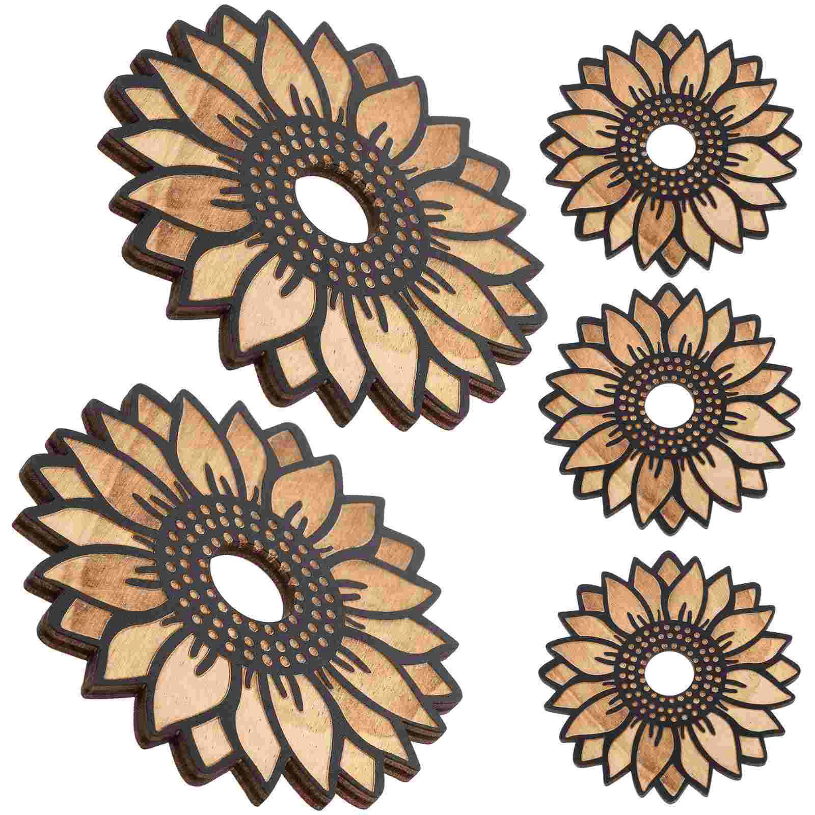 

5 Pcs Wood Bracket Crystal Stands Display Sphere Holder Base Sun Flower Ball Wooden