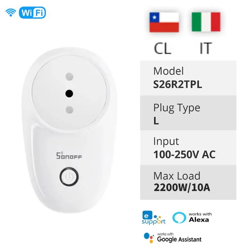 SONOFF S26R2 Wi-Fi электрическая розетка 10A IL CL умная таймер умный дом управление для Ewelink