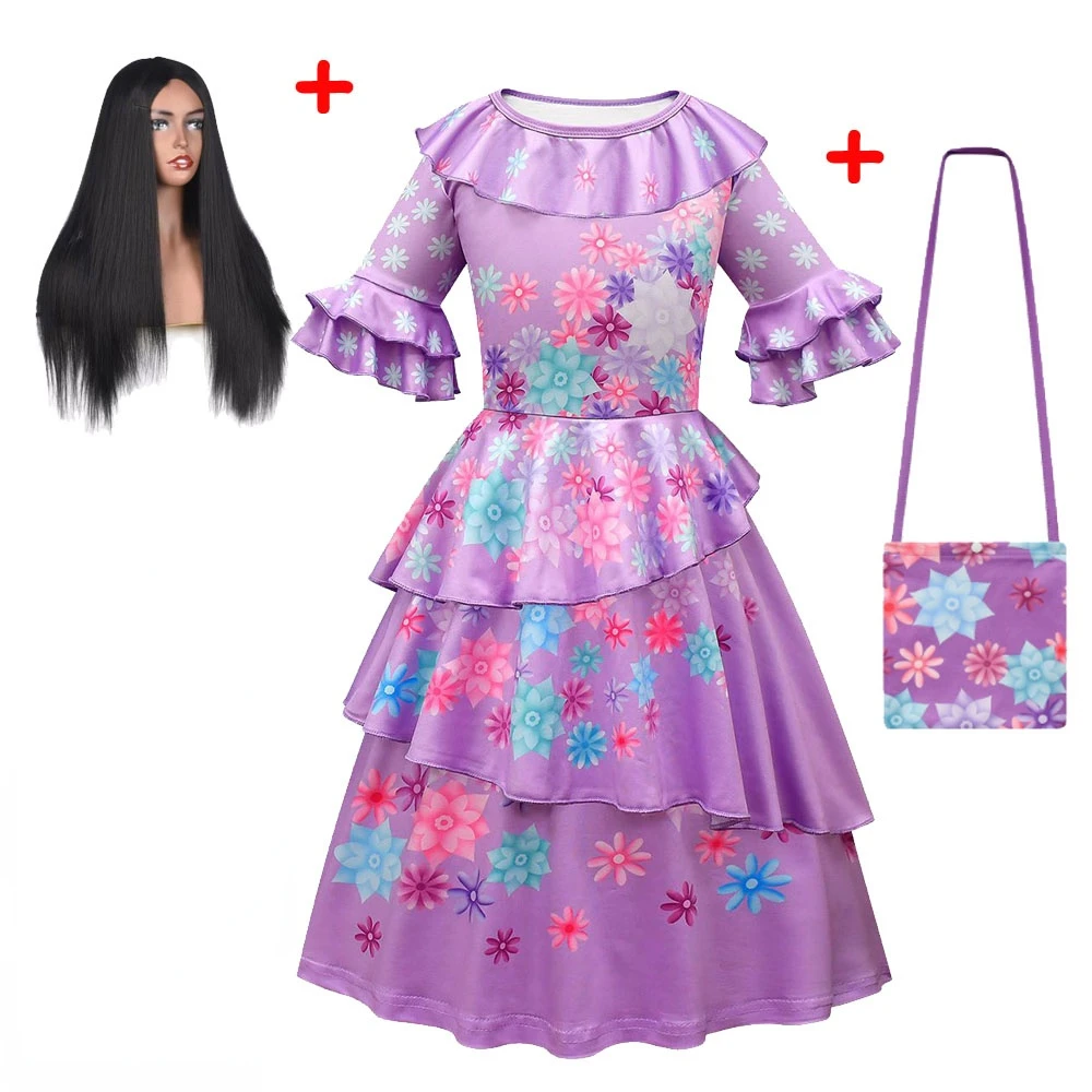 

Kid Dress Isabella Cosplay Purple Costume Children Girls Fancy Dresses Wig Carnival Party Princess Clothes