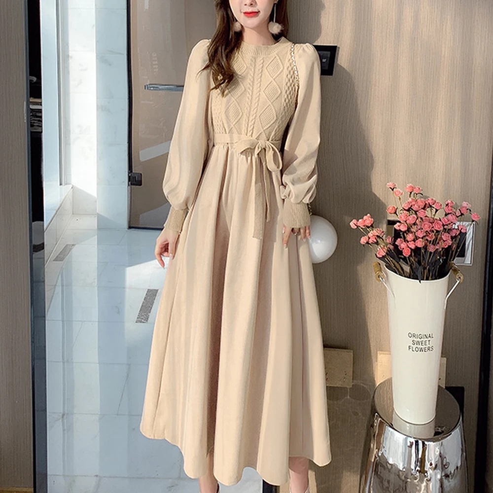 

Женское трикотажное платье-рубашка с длинным рукавом, модное повседневное однотонное свободное платье-пуловер в стиле минимализма из двух ...