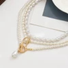 Ingemark Vintage Baroque Pearl Heart OT Buckle Pendant Necklace for Women Wedding Bridal Bead Chain Neck Accessories Jewelry New 3