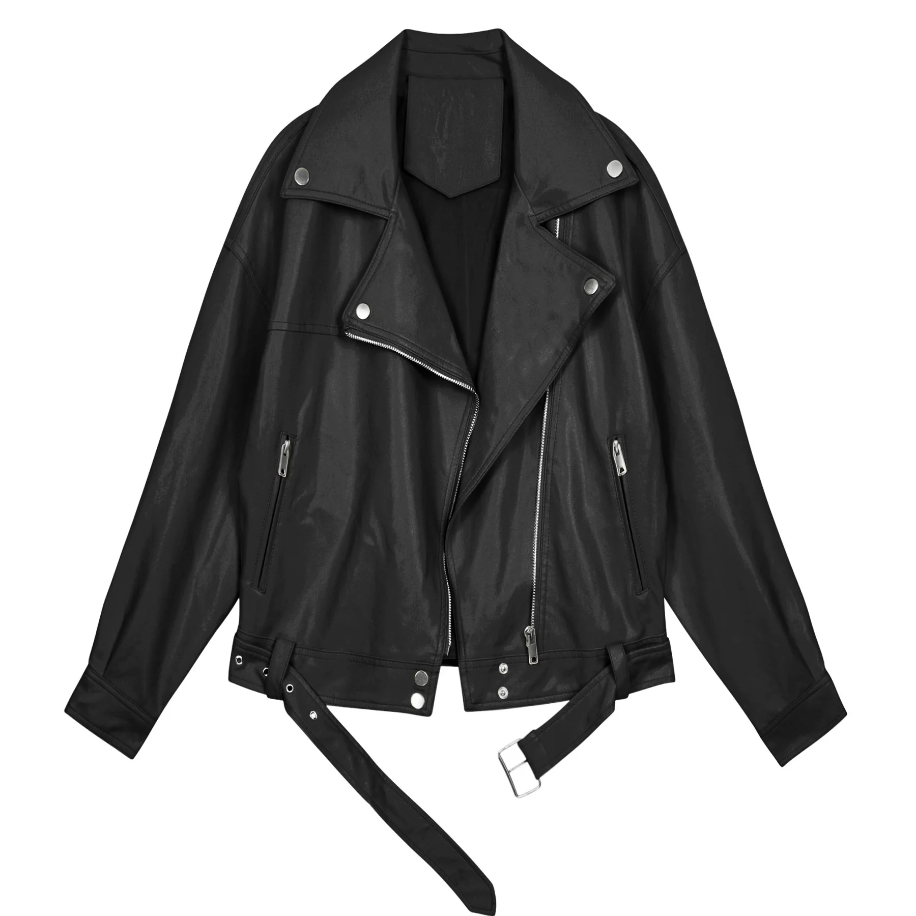 2022Kurtka Casaco Feminina Loose Motorcycle Leather Jacket Female Bf Style Handsome Pu Leather Jacket Short Coat Blezer Feminina