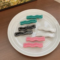 new acrylic hair clips crystal rhinstone wave geometric colorful sweet bling barrettes side pin women girls hair accessories