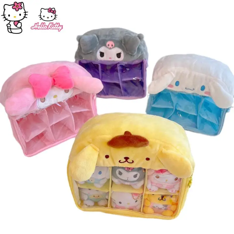 

Kawaii Sanrios Kuromi My Melody Cinnamoroll Pompompurin Square Plush Storage Box Cute Cartoon Transparent Bag Itabag Gift Toy