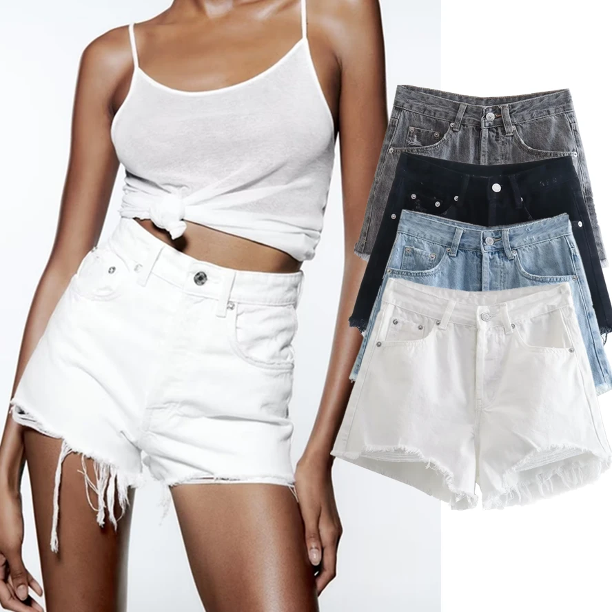 Jenny&Dave Ladies Vintage Washed Ripped Denim Shorts Women Fashion High Street Sexy Bermuda