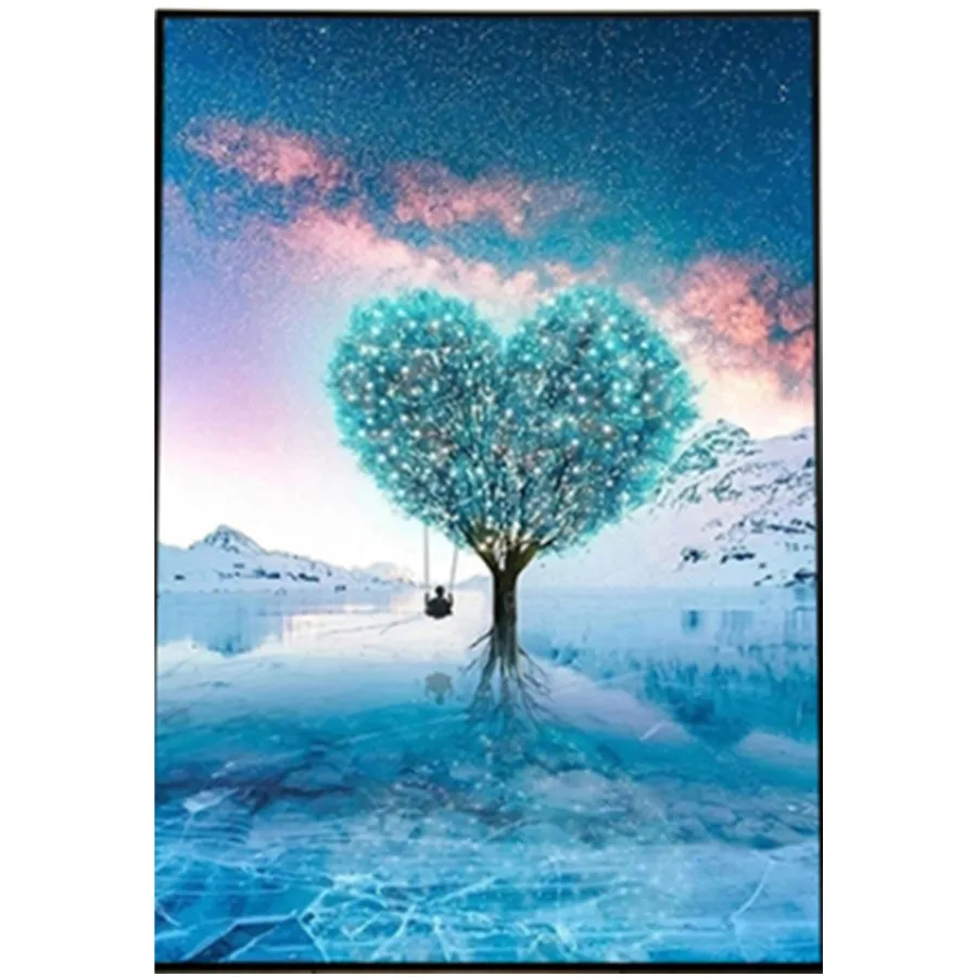 

5D DIY Diamond Painting Moon Tree Cross Stitch Kit AB Round Diamond Landscape Diamond Embroidery Sailboat Mosaic Home Decor