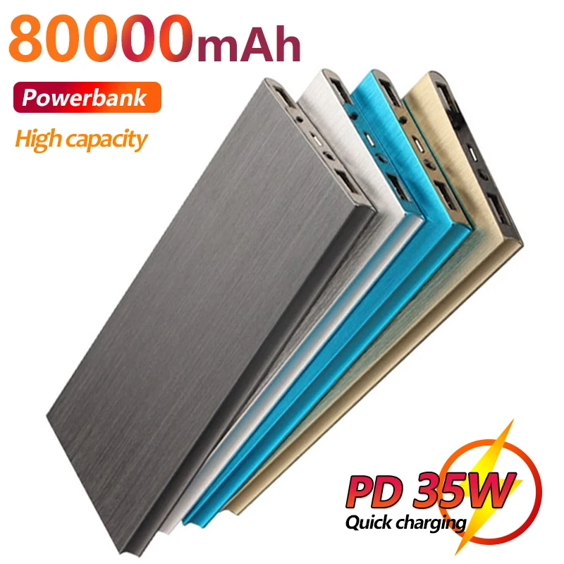 

2023 New Power Bank 80000mAh Portable External Battery Bidirectional Fast Charging Power Bank Ultra-thin Mobile Charger Battery