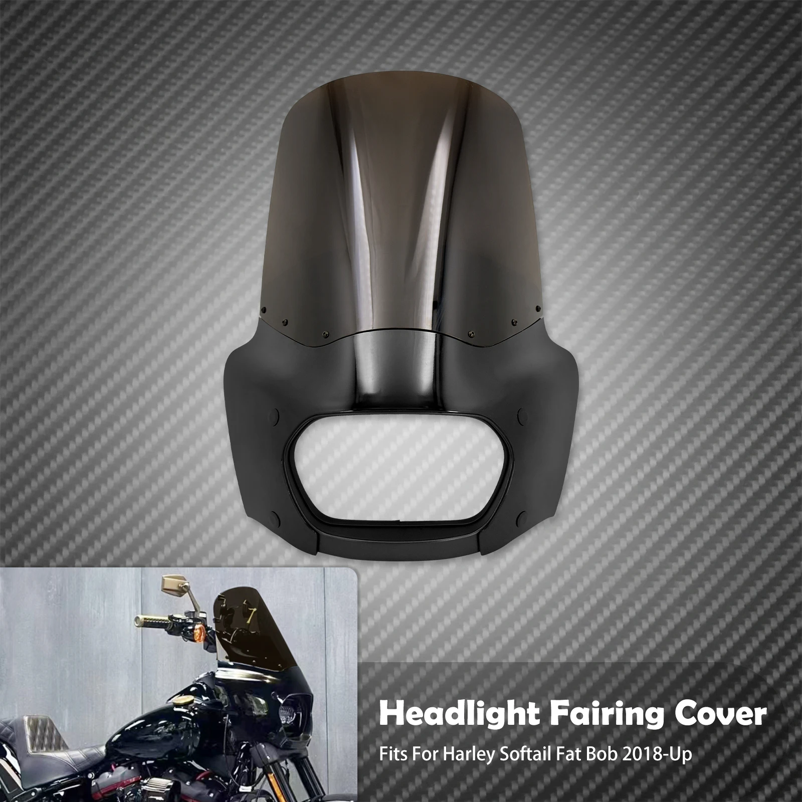 

Мотоциклетный обтекатель для Harley Softail Fat Bob FXFB FXFBS 2018-2023 2024, передний налобный фонарь Cowl, обтекатель из АБС-пластика, черный