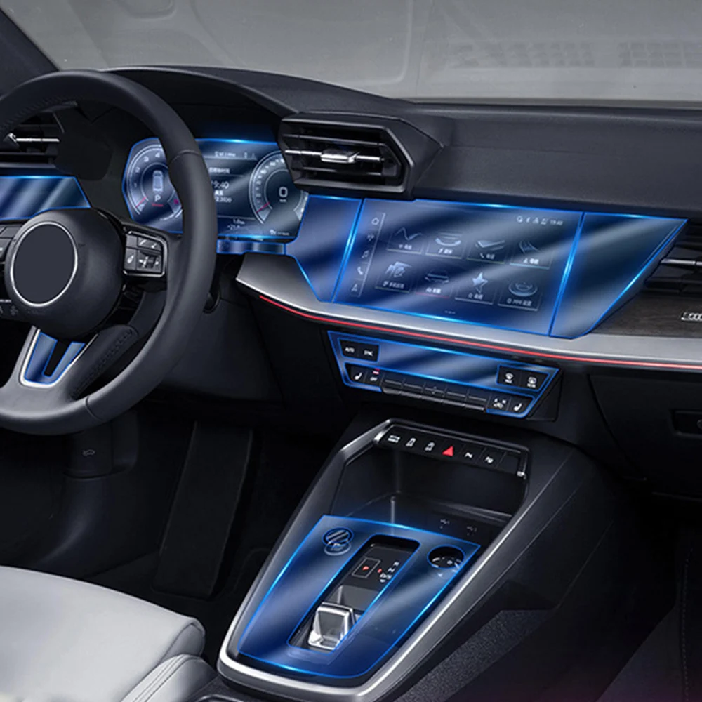 

Пленка из ТПУ для Audi A3 8Y 2020-21 с центральным контролем автомобиля, наклейка, Защита экрана для приборной панели GPS-навигации, аксессуары для ин...