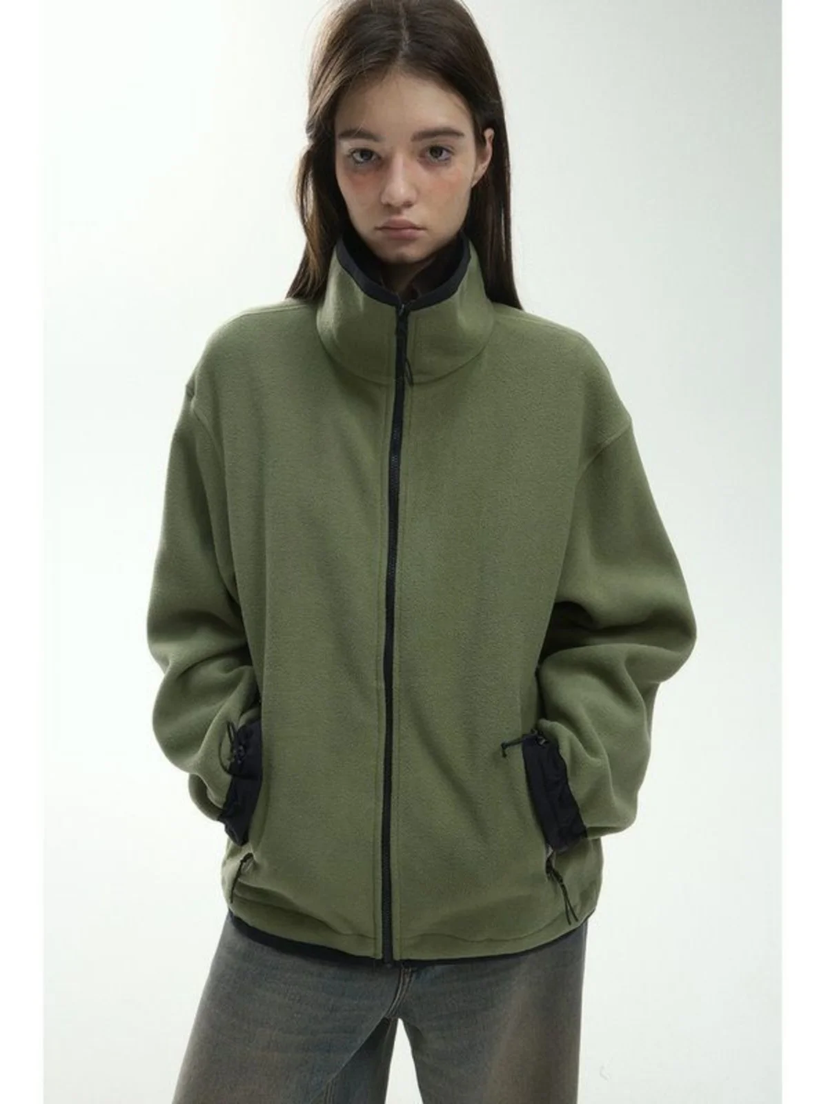 Thirteen Rows September Winter Design Sense Advanced Casual New Mixed Cotton Drawstring Polar Fleece Jacket V7779