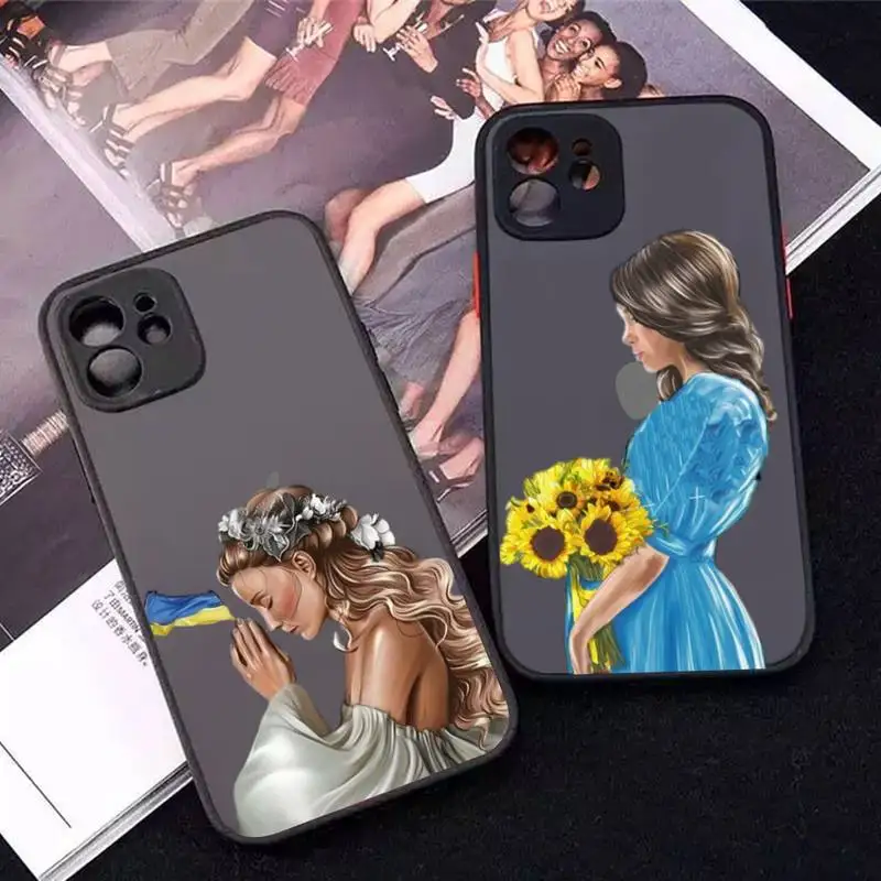 

Ukraine Ukrainian girl Phone Case for iPhone X XR XS 7 8 Plus 11 12 13 pro MAX 13mini Translucent Matte Case