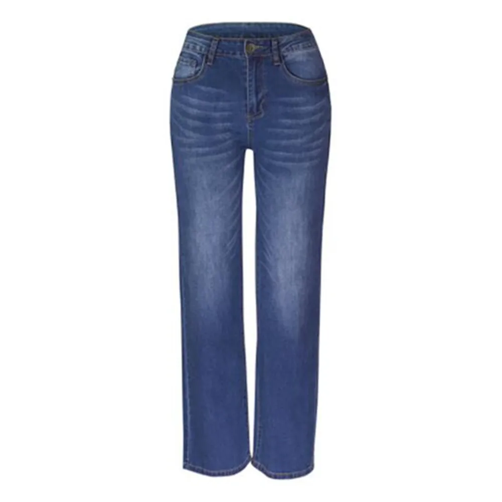 

Straight Women's Jeans Autumn Casual Denim Trousers High Waist Pants Streetwear Ladies Loose Wide Leg Trousers Female