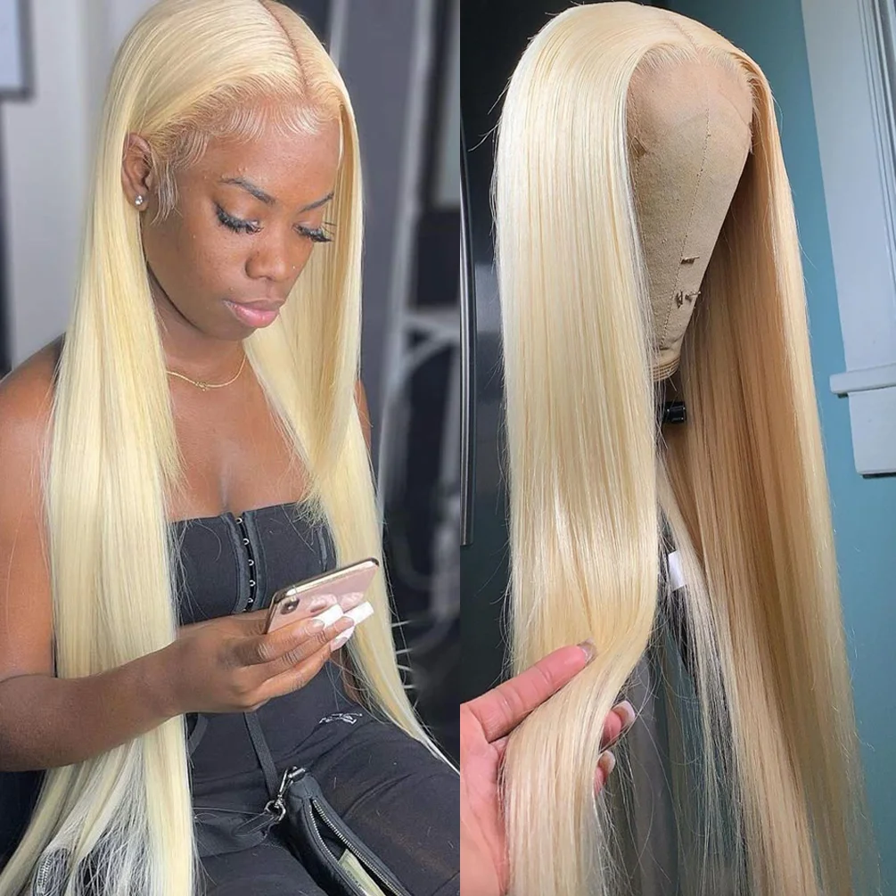 32 Inch Transparent Straight 613 Blonde 13x4 Lace Front Human Hair Wigs 4x4 Lace Closure Frontal Wig Pre Plucked for Black Women