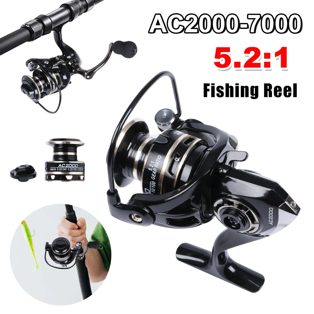 

AC2000-7000 Series Spinning Fishing Wheel 5.2:1 Ratio 8KG Max Drag Spinning Fishing Rod Reel Fishing Tackles Accessories