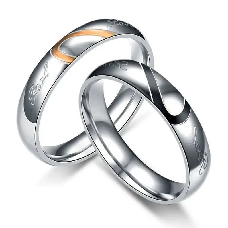 

TOOCNIPA Stainless Steel Engagement Wedding Rings Men Women Engraved Real Love Couple Ring Trendy Jewelry Valentine's Day Gift