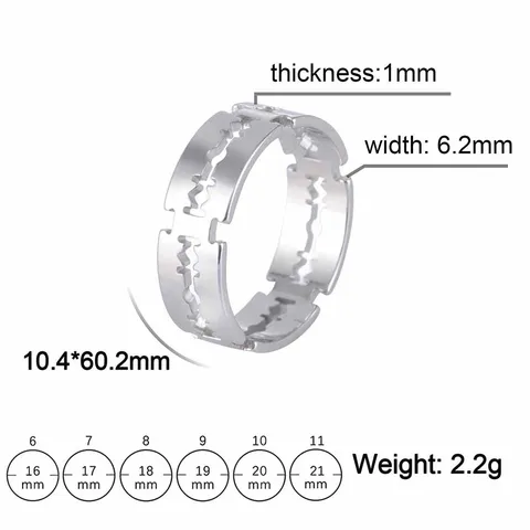 COOLTIME Кольца с лезвиями из нержавеющей стали серебристого цвета