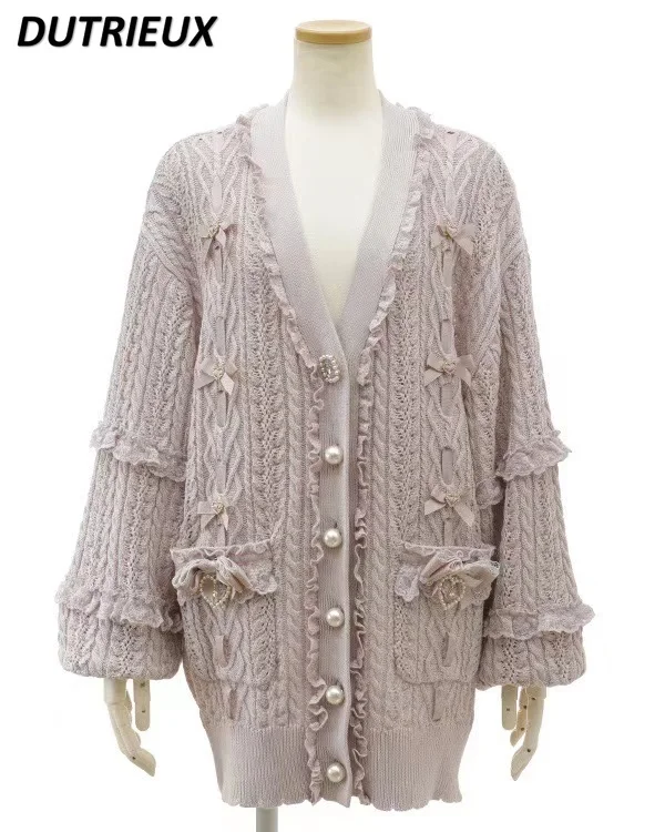 Универсальный осенне-зимний новый вязаный кардиган для милых девочек