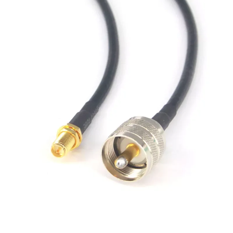 

UHF PL259 Male Plug to RP SMA Jack Male Pin Connector Coaxial Cable RF Extension Cord 1.6FT