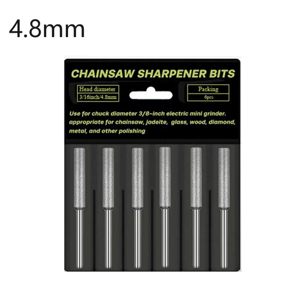 

6 шт. цилиндрические заусенцы с алмазным покрытием 4/4,8/5,5 мм 4/4,8/5,5 мм точилка для бензопилы каменный напильник для заточки цепи резьба шлифовальный инструмент