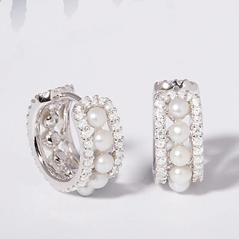 

European and American Style Pearl Circle Small Earrings Women Multi Circle Pearl Fashion Atmosphere Ear Jewelry Wholesale