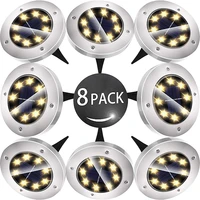 solar disk lights outdoor 8 pack 8 led bulbs solar ground lights waterproof garden yard patio pathway lawn driveway warm white
