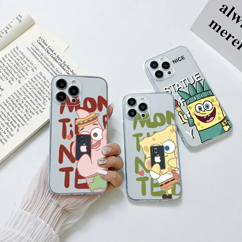 

SpongeBobs Patrick Stars Phone Case For Xiaomi Redmi Note 12 11 11T 10 10S 9 Pro 10C 9A 9C 9T K40 K50 60 4G 5G Transparent Cover
