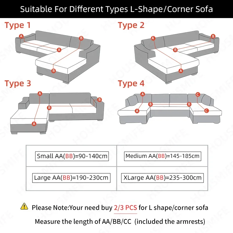 Чехол для дивана на 1/2/3/4 мест водонепроницаемый эластичный чехол углового