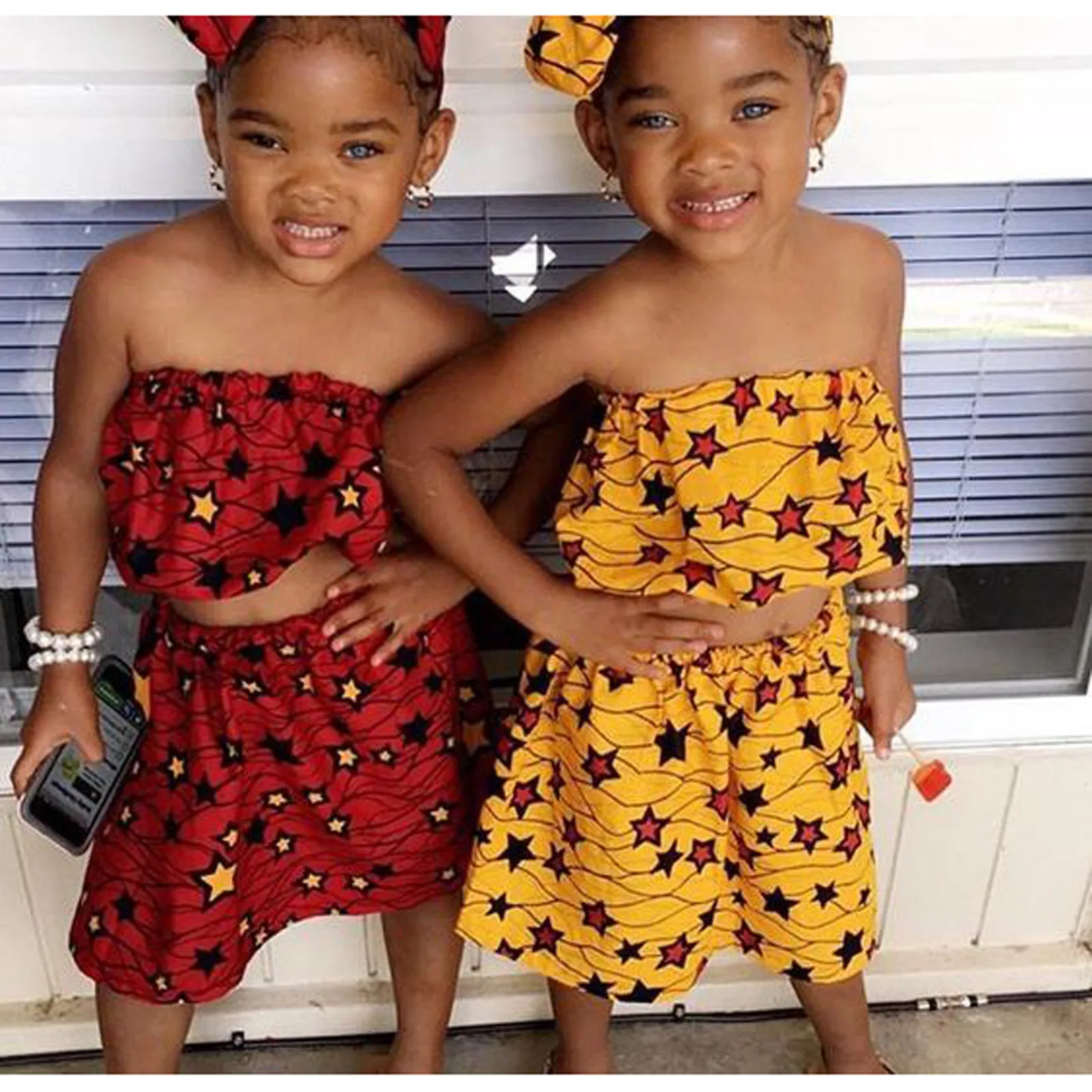 

0-4Y Toddler Kids Baby Girls Clothes Sets African Style Stars Print Vest Top Dashiki Skirts Ankara Outfits 2022 Summer Clothing