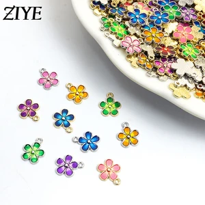 20pcs/Lot 12*15MM Flower Enamel Charms For Jewelry Making Cute Earrings Pendants Necklaces Handmade DIY Alloy Accessories Crafts