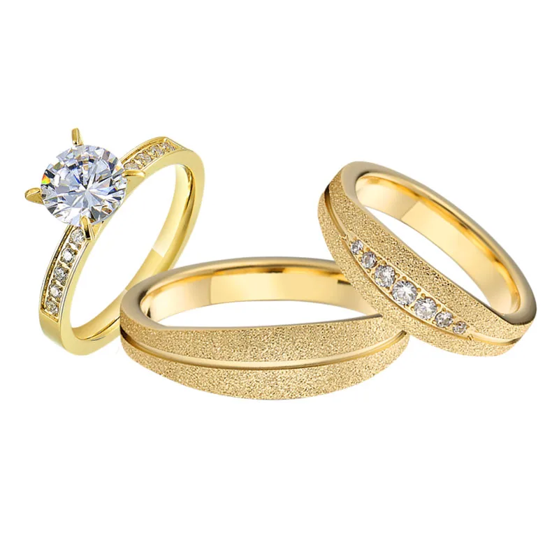 

cz diamond proposal promise wedding engagement rings sets for men and women western dubai african 24k gold plated jewelry