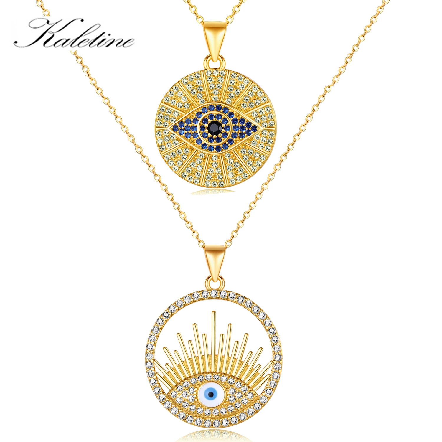 

KALETINE 925 Sterling Silver CZ Stone Enamel Evil Eye Necklace for Women Turkish Zircon Jewelry Necklace Pendant Collier Femme
