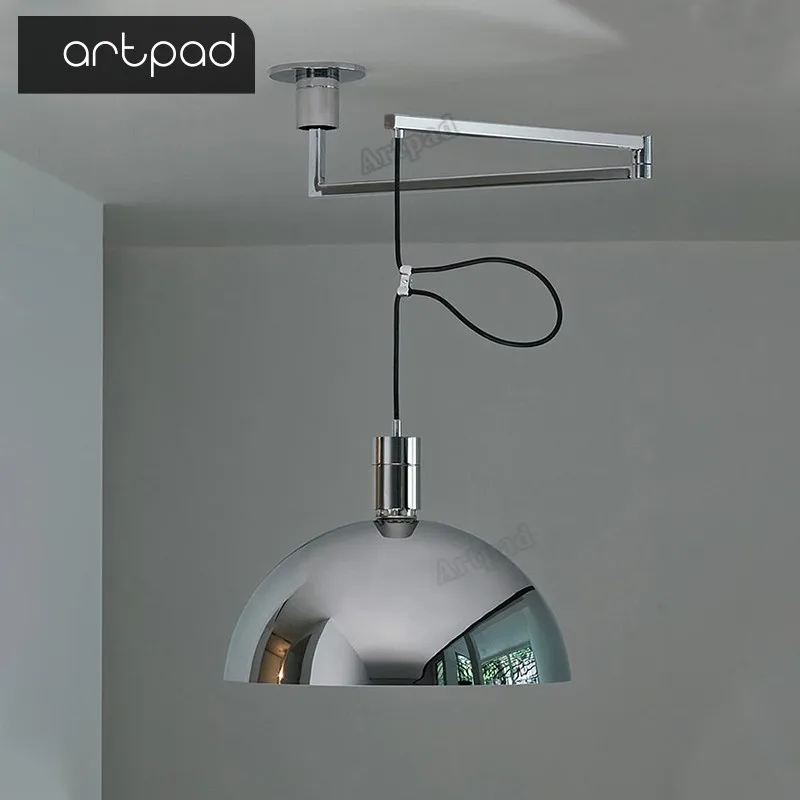 

Modern Led Italy Design Pendant Lamp Black/Chrome Color Glass Shade Adjustable Stretch Hanging Ligths E27 Dinning Room Lights