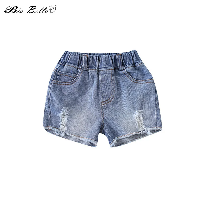 

Fashion Girl Denim Shorts Pants Summer Children Casual Solid Ripped Shorts Cotton Girl Trousers1-4 Years Kids Girl Clothes