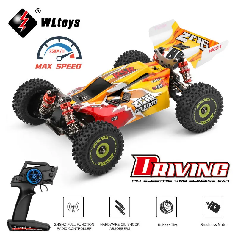 

WLtoys 144010 144001 Brushless RC Car 75KM/H 2.4G Electric High Speed 4WD Off-Road Remote Control Car Drift Toys for Children