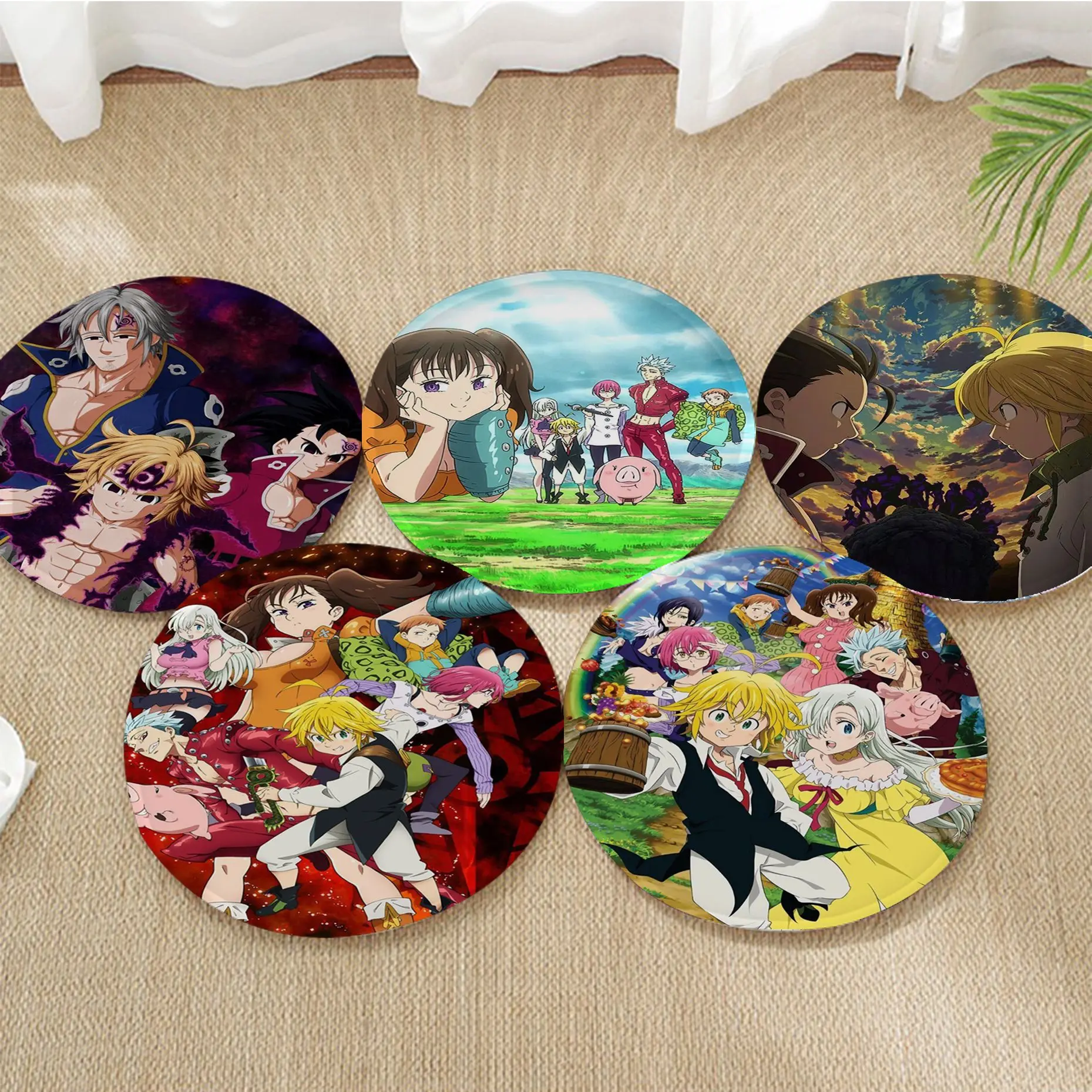 

The Seven Deadly Sins Anime Nordic Printing Plush Cushion Home Back Cushion Soft Comfortable 50x50cm Cushion Pads