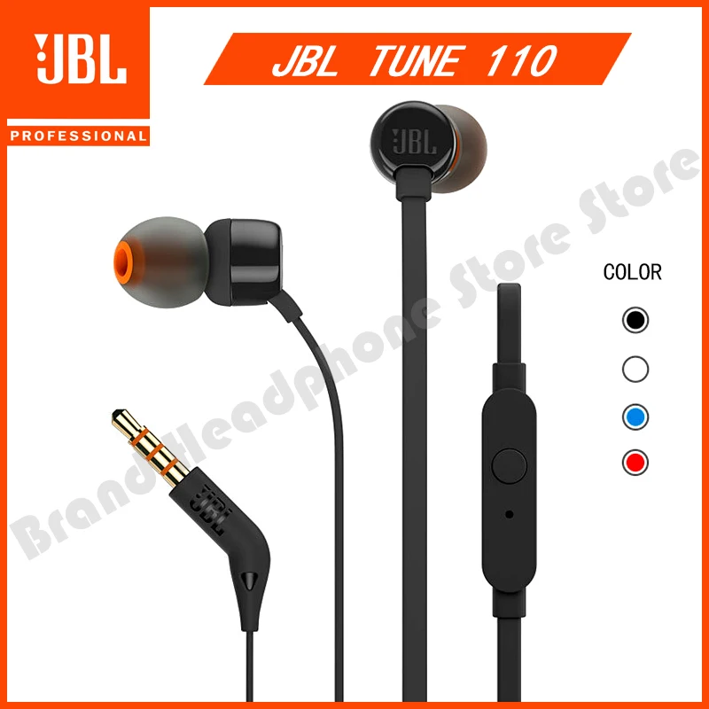 

Original JBL TUNE 110 3.5mm Wired Earphones T110 Stereo Music Deep Bass Earbuds Sports Headset In-line Control Handsfree with Mi