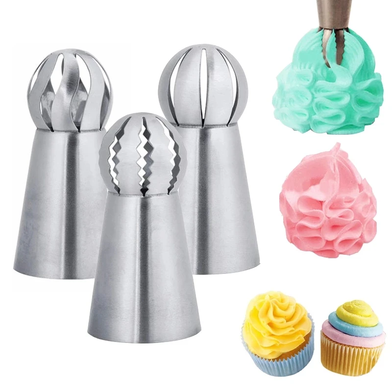

1/3PC Cupcake Stainless Steel Sphere Ball Shape Icing Piping Nozzles Pastry Cream Tips Flower Torch Pastry Tube Decoration Tools
