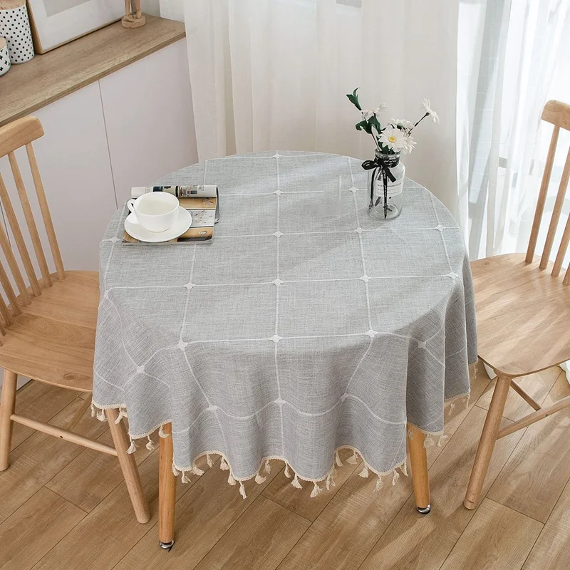 

59Inch Rustic Table Clothes For Round Tables Wrinkle Free Outdoor For Parties Embroidery Table Cloths